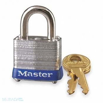 MASTER LOCK Keyed Padlock 1/2 in Rectangle Silver, 4T085