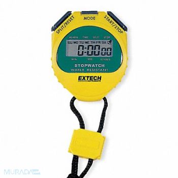 EXTECH Stopwatch Yellow Water Resistant, 9VM16