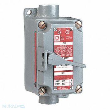 HUBBELL KILLARK Motor Starter Toggle 20A 1/2In Hubs 2P, 4TZT3