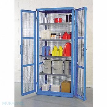 DENIOS Enclosed Shelves 87 x38 x28 Blue 4Shlv, 4UEA7