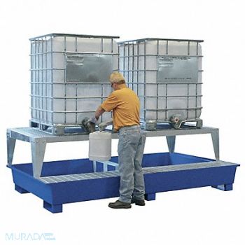 DENIOS Twin IBC Containment Unit 36 in H Blue, 4UED1