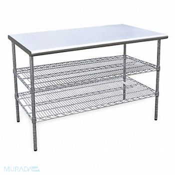 GRAINGER APPROVED Fixed Work Table SS 60 W 30 D, 4UEL8