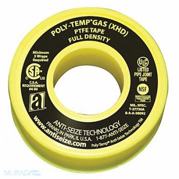 ANTI-SEIZE TECHNOLOGY Thread Sealant Tape 3/4 W Yellow, 4UK07