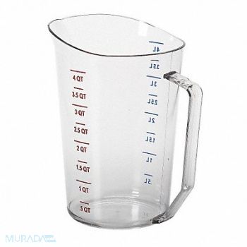 CAMBRO Liquid Measuring Cup 4 Qt. Clear, 6ZEP0
