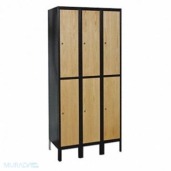 HALLOWELL Lckr 2x3Lckr Natrl/Bk 78 x36 x18 UnAssm, 4VEN7