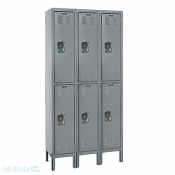 HALLOWELL G3770 Wardrobe Locker Lvrd 3 Wide 2 Tier Gray, 4VET5