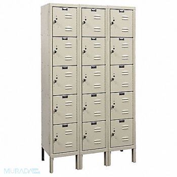 HALLOWELL G3802 Box Lockr Lvred 3 Wide 5 Tier Tan, 4VEW6