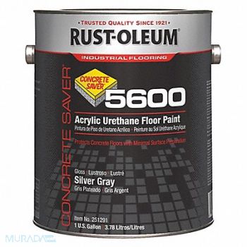 RUST-OLEUM H7195 Floor Paint Silver Gray 1 gal Can, 4VYG9