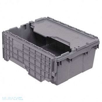AKRO-MILS F8960 Attached Lid Ctr Gray Solid Ind Grd Poly, 4W023