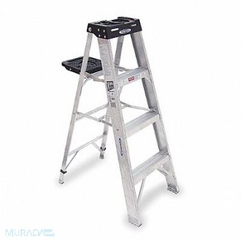 WERNER Stepladder Aluminum 4 ft H 300 lb Cap., 4W074