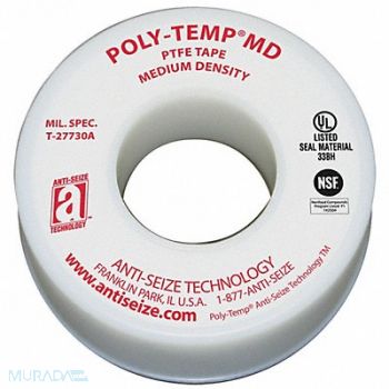 ANTI-SEIZE TECHNOLOGY Thread Sealant Tape 1/2 W White, 4X543
