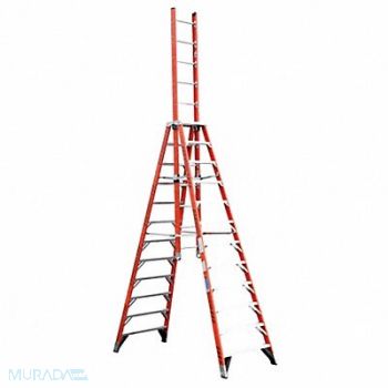 WERNER Trestle Extension Ladder Fbrglss 12ft IA, 4XP07