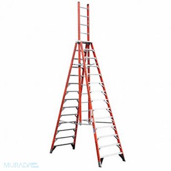 WERNER Trestle Extension Ladder Fbrglss 14ft IA, 4XP08