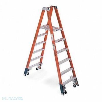 WERNER Twin Platform Stepladder 6 ft FGL 300 lb, 4XP39