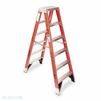 WERNER Twin Stepladder Fiberglass IAA 6ft T7400, 4XP49