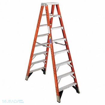 WERNER Twin Stepladder Fiberglass IAA 8ft T7400, 4XP50
