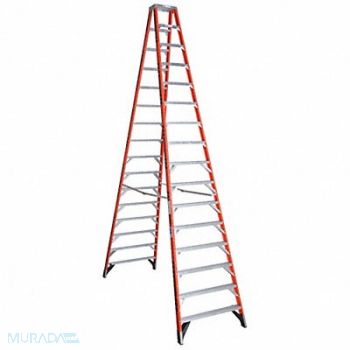 WERNER Twin Stepladder Fiberglass IA 16ft T7400, 4XP54