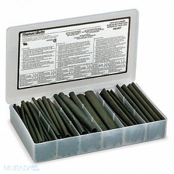 SHRINK-KON Heat Shrink Tubing Kit Black 74 Pc, 4YF48