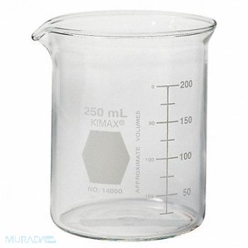 KIMBLE KIMAX Beaker Low Form Glass 250mL PK48, 38VK06