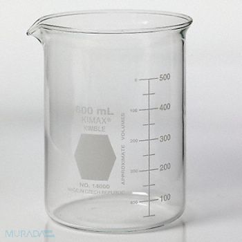 KIMBLE KIMAX Beaker Low Form Glass 600mL PK36, 38VJ93