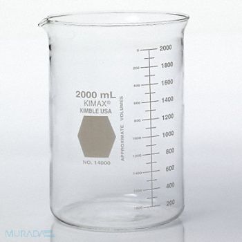 KIMBLE KIMAX Beaker Low Form Glass 2000mL PK8, 38VK31