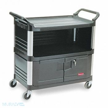 RUBBERMAID COMMERCIAL PRODUCTS Enclosed Cart HDPE Black 300 lb., 4YX43