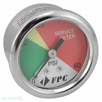 BALDWIN FILTERS Pressure Gauge Width (In.) 1-1/2, 4ZGH5