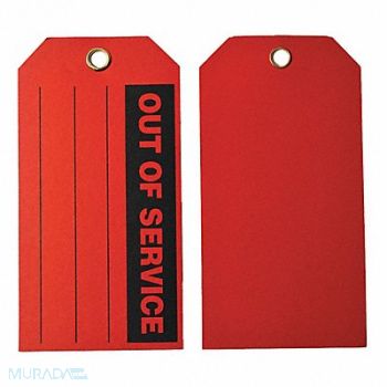 GRAINGER APPROVED Out Of Svce Tag 3 x 5-3/4 In Bk/R PK100, 4ZH20