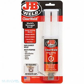 J-B WELD Epoxy Adhesive Syringe 1 1 Mix Ratio, 39F868