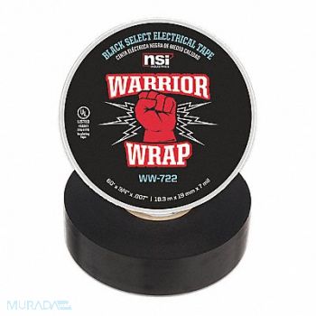 WARRIORWRAP Electrical Tape 7 mil Black, 69AM20