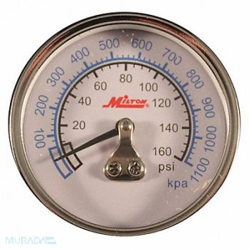 MILTON Mini Hi Pressure Gage 1/4 NPT 0-160PSI, 50DY53