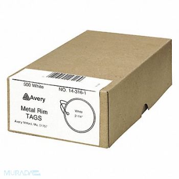 AVERY Tags Metal Rim 2-1/4dia. White PK500, 50MT84