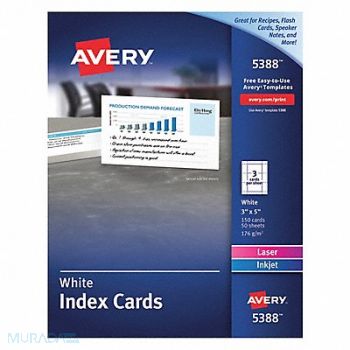 AVERY Unruled Index Card for Printers 3x5 PK50, 50MV30