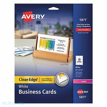 AVERY Laser Business Cards 2x3.5 White PK200, 50MV49