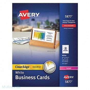 AVERY Laser Business Cards 2x3.5 White PK400, 50MV52