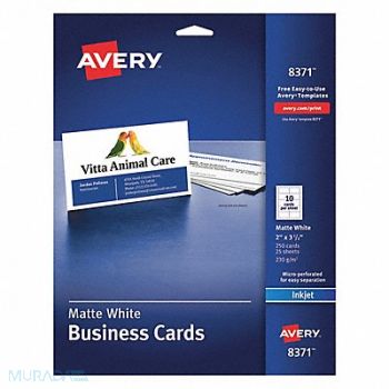 AVERY Business Cards Inkjet 2x3.5 PK250, 50MW77