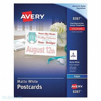 AVERY Postcard Inkjt 50Sh/200Cd PK200, 50MW83