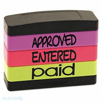 STACK STAMP Stamp Approved-Entered-Paid Assorted Ink, 50YD56