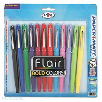 PAPER MATE FlairFelt TipMarkerPen Assrtd Dozen PK12, 51EH19