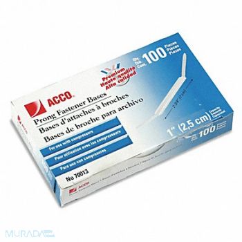 ACCO Prong Fasteners Base 1 Capacity PK100, 51LC67
