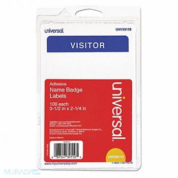 UNIVERSAL Badge Name Vistor Blue Border PK100, 51LJ56