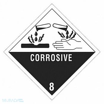 TAPE LOGIC Label Corrosive 8 4x4, 51MR75