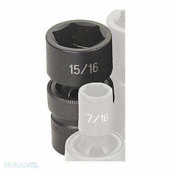 GREY PNEUMATIC Impact Socket 15/16 1/2 D Univ 6pt., 51NZ17