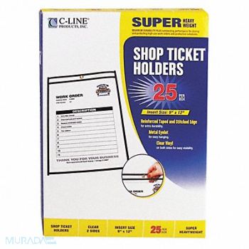 C-LINE Holder Shop Ticket 2 Sides 9x12 PK25, 51VE32