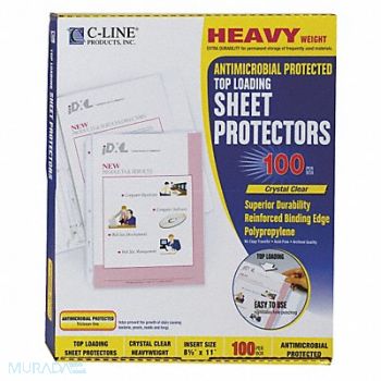 C-LINE Sheet Protect Antimicrobial Clear PK100, 51VE63