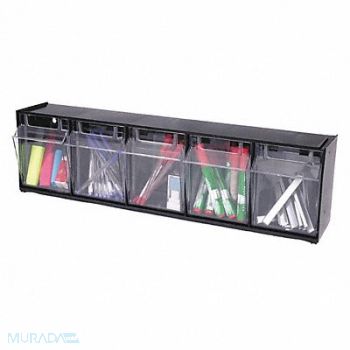 DEFLECTO Tilt Bin for Storage 5 Bins Black, 51VJ03