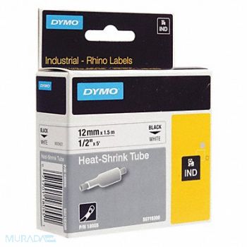 DYMO Label Tape Rhino 0.5 Heat White/ Black, 51VM64