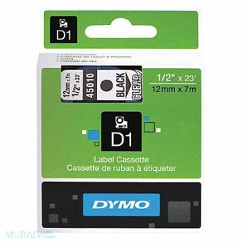 DYMO Label Tape 0.5 Black On Clear, 51VN11