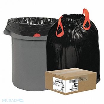 DRAW N TIE Trash Bags HD 30 gal Black PK200, 51VP44
