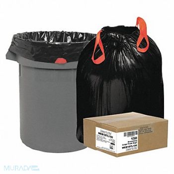 DRAW N TIE Trash Bags HD 33 gal Black PK150, 51VP45